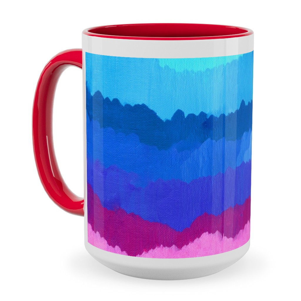 Rainbow Acrylic Waves Ceramic Mug, Red,  , 15oz, Multicolor