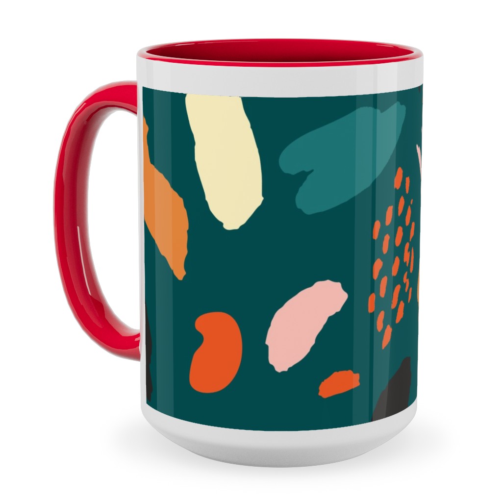 Splashes Pattern - Green Ceramic Mug, Red, , 15oz, Multicolor