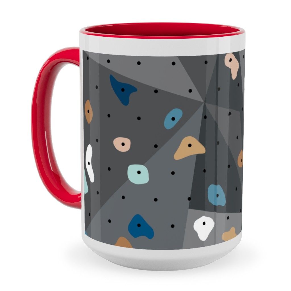 Climbing Lovers Bouldering Ceramic Mug, Red,  , 15oz, Gray