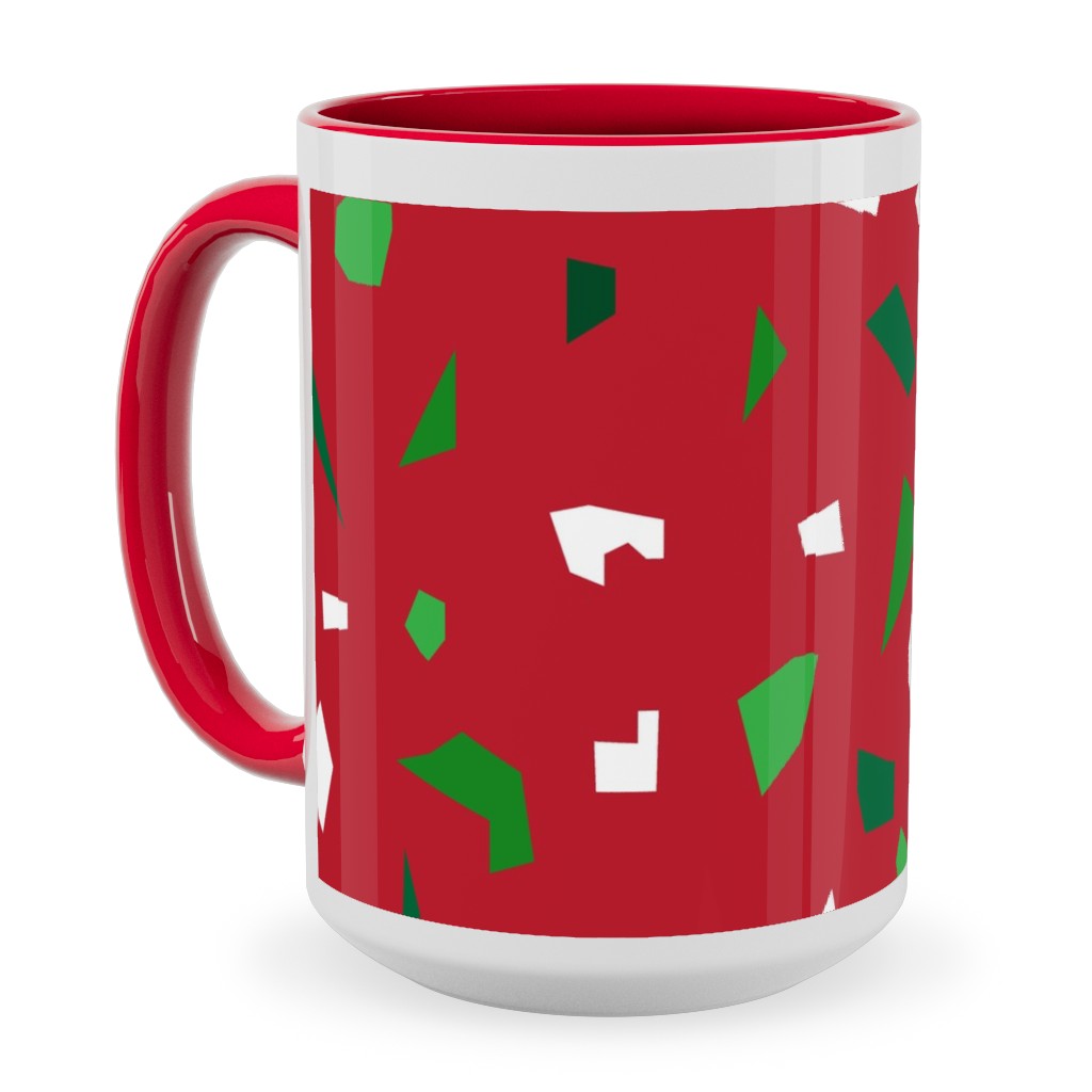 Christmas Terrazzo Ceramic Mug, Red,  , 15oz, Red