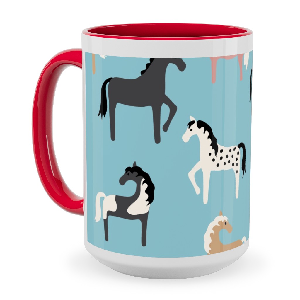 Horse Party Ceramic Mug, Red, , 15oz, Blue, True Blue