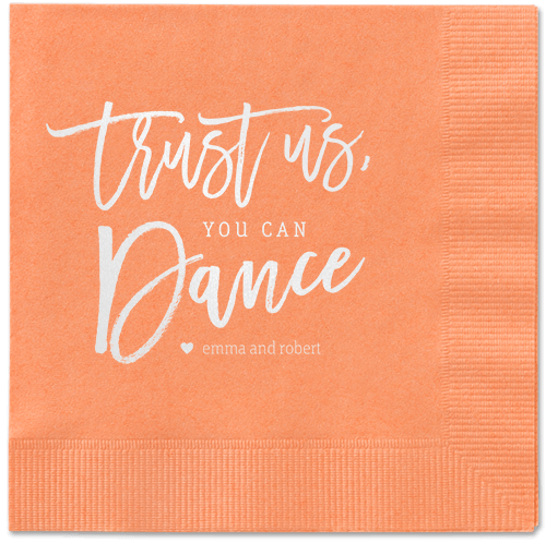 Dance Along Napkins, White, Coral, White