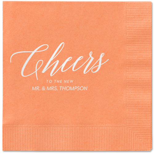 Hearty Clink Napkins, White, Coral, White