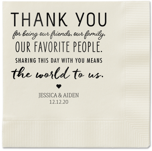 Huge Thanks Napkins, Black, Ecru, Black