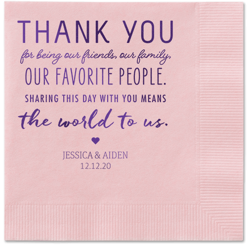 Huge Thanks Napkins, Purple, Blush, Purple