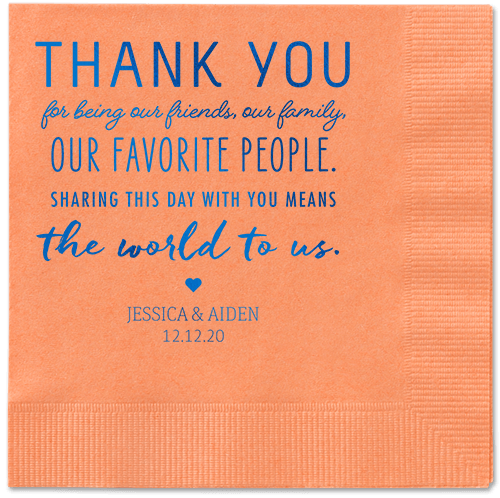 Huge Thanks Napkins, Blue, Coral, Royal