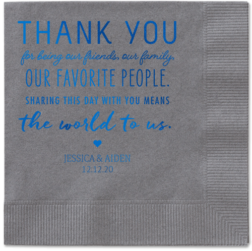 Huge Thanks Napkins, Blue, Pewter, Royal