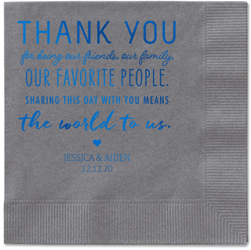 Huge Thanks Napkins, Blue, Pewter