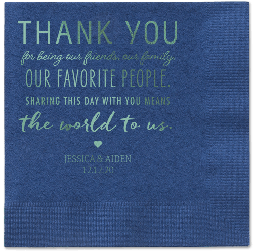 Huge Thanks Napkins, Green, Navy, Sage