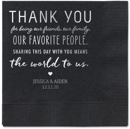 Huge Thanks Napkins, Grey, Black, Silver