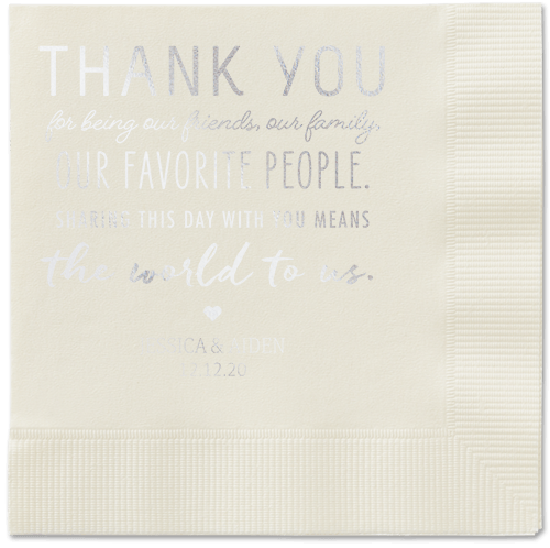 Huge Thanks Napkins, Grey, Ecru