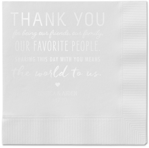 Huge Thanks Napkins, White, White, White
