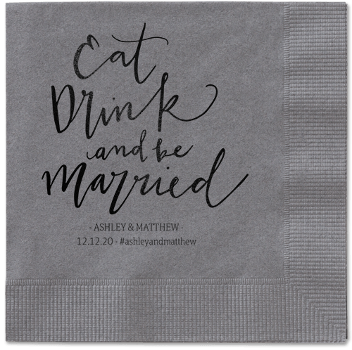 Married Festivity Napkins, Black, Pewter, Black