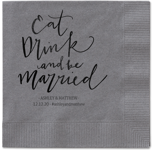 Married Festivity Napkins, Black, Pewter