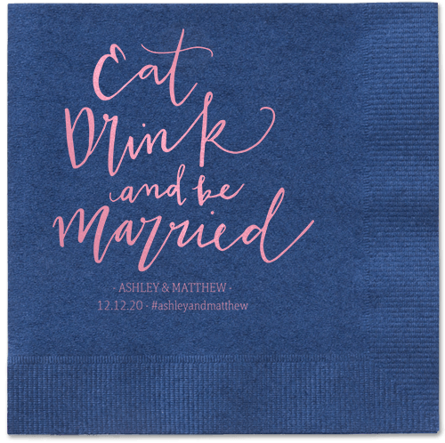 Married Festivity Napkins, Pink, Navy