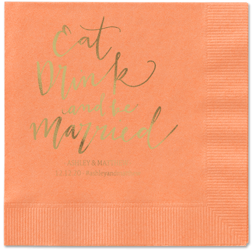 Married Festivity Napkins, Yellow, Coral