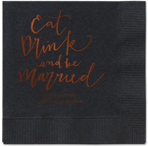 Married Festivity Napkins, Brown, Black