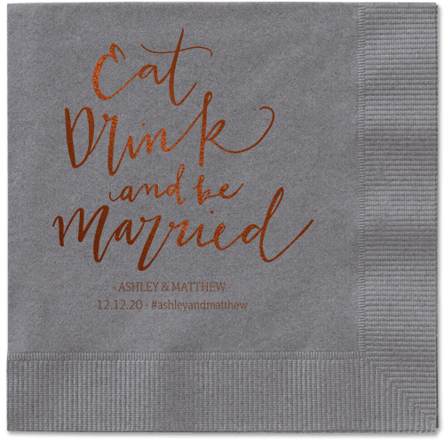 Married Festivity Napkins, Brown, Pewter, Mocha