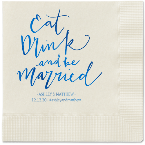 Married Festivity Napkins, Blue, Ecru, Royal