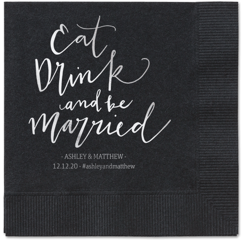 Married Festivity Napkins, Grey, Black