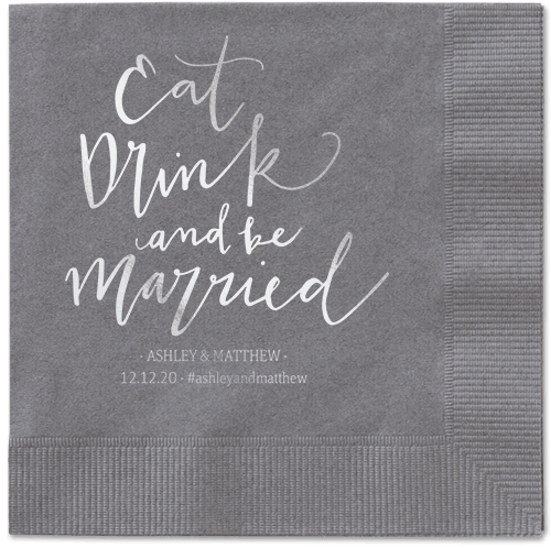 Married Festivity Napkins, Grey, Pewter, Silver