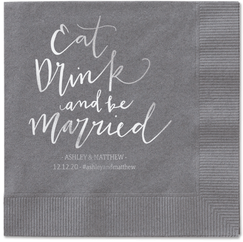 Married Festivity Napkins, Grey, Pewter