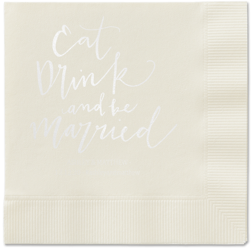 Married Festivity Napkins, White, Ecru