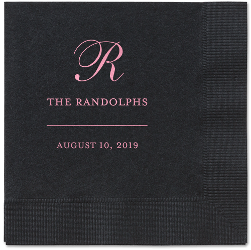 Monogrammed Love Napkins, Pink, Black, Blush