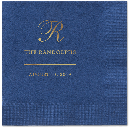 Monogrammed Love Napkins, Yellow, Navy, Gold