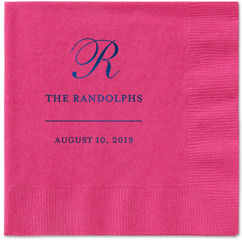 Monogrammed Love Napkins, Blue, Magenta