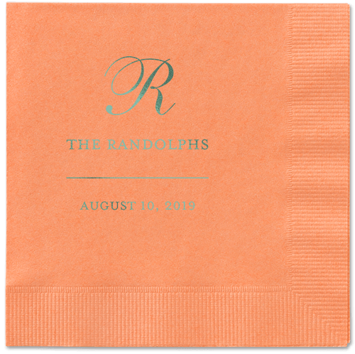 Monogrammed Love Napkins, Green, Coral, Sage