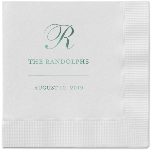 Monogrammed Love Napkins, Green, White