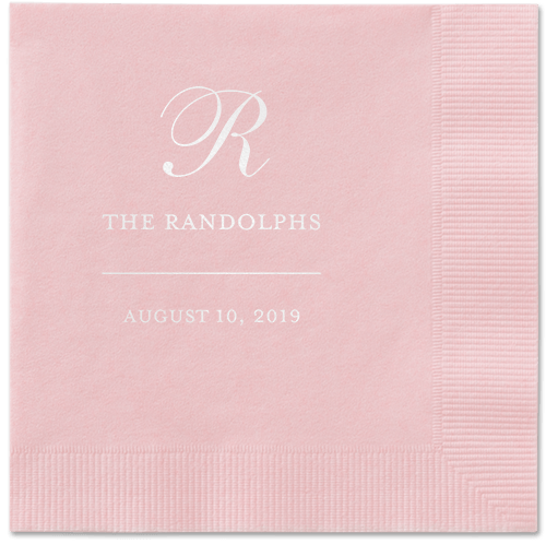 Monogrammed Love Napkins, White, Blush, White