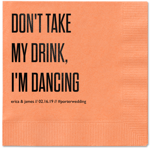 Pouring Love Napkins, Black, Coral, Black