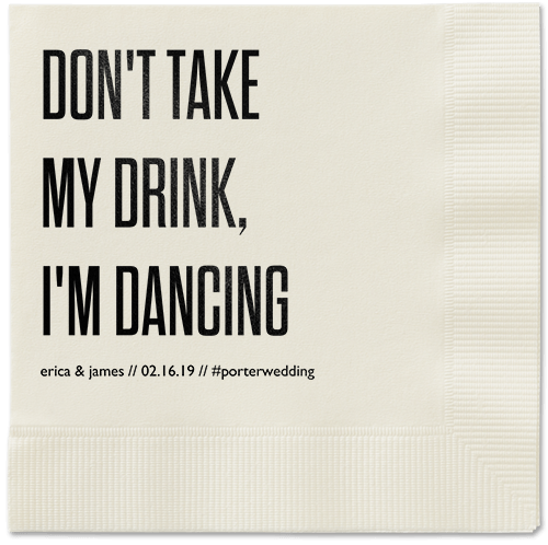 Pouring Love Napkins, Black, Ecru, Black