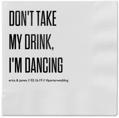 Pouring Love Napkins, Black, White, Black