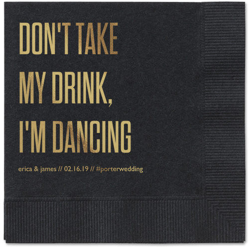 Pouring Love Napkins, Yellow, Black, Gold