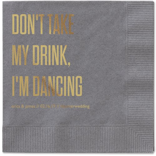 Pouring Love Napkins, Yellow, Pewter