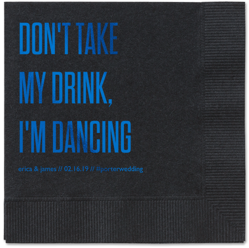 Pouring Love Napkins, Blue, Black