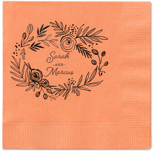 Delightfully Entwined Napkins, Black, Coral, Black