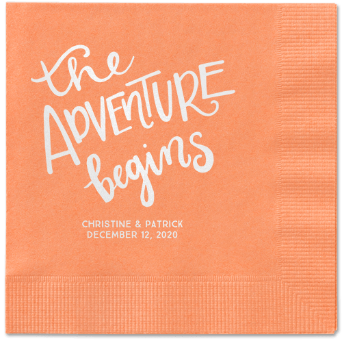 Remarkable Adventure Napkins, White, Coral