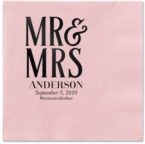 Statement Scroll Napkins, Black, Blush, Black