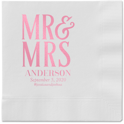 Statement Scroll Napkins, Pink, White