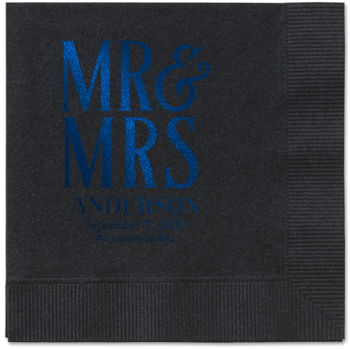 Statement Scroll Napkins, Blue, Black, Midnight