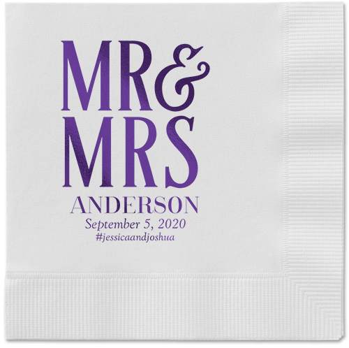 Statement Scroll Napkins, Purple, White, Purple