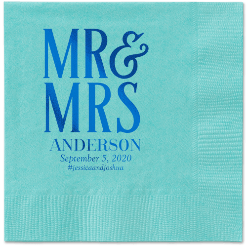 Statement Scroll Napkins, Blue, Aqua, Royal