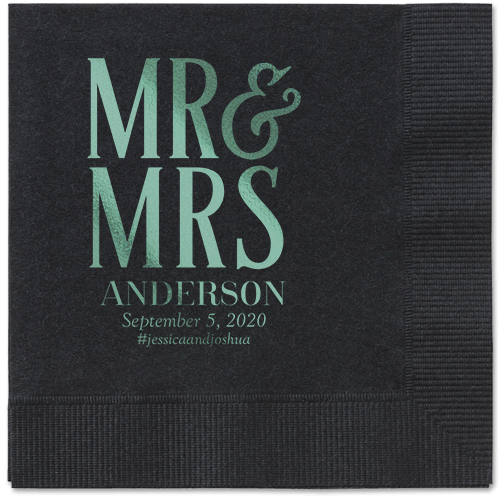 Statement Scroll Napkins, Green, Black, Sage