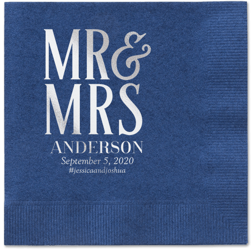 Statement Scroll Napkins, Grey, Navy