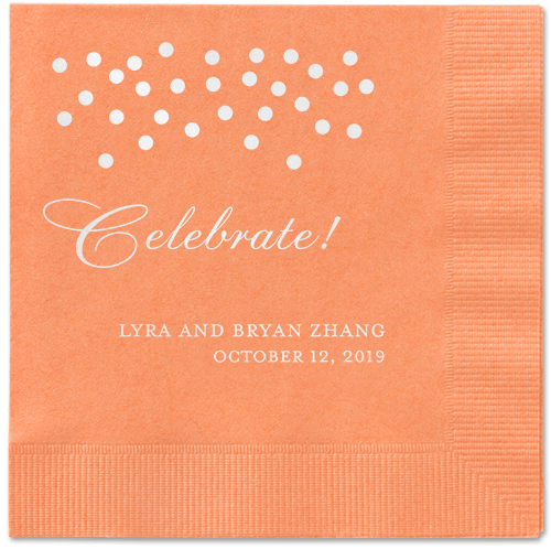 Diamond Sky Napkins, White, Coral