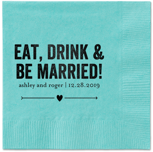 Married Fun Napkins, Black, Aqua, Black